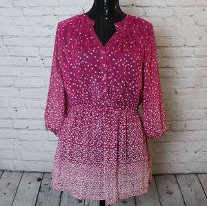 Mossimo Pink Polkadot Sheer Peplum Top